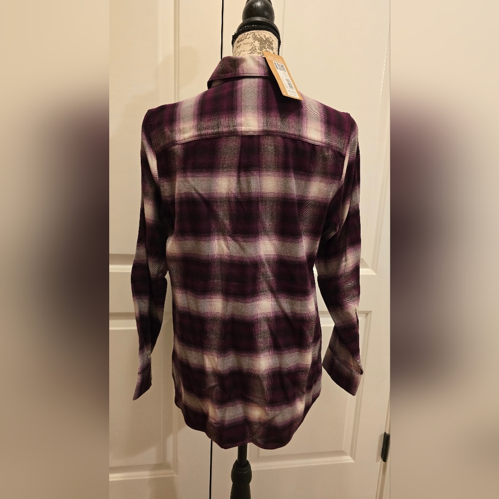 Eddie Bauer Firelight Flannel Blackberry Plaid Petite Small - Picture 8 of 9